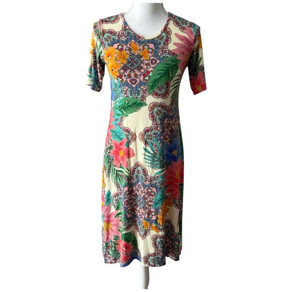 Johnny Was Victoria Swing Knee Length Floral Dress Size XS - Picture 1 of 11